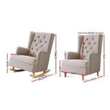 NNEDSZ Rocking Armchair Feedining Chair Fabric Armchairs Lounge Recliner Beige