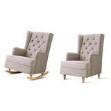 NNEDSZ Rocking Armchair Feedining Chair Fabric Armchairs Lounge Recliner Beige