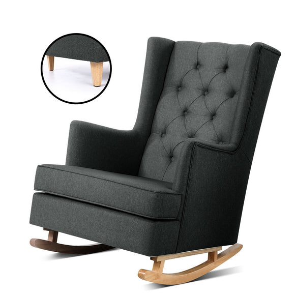 NNEDSZ Rocking Armchair Feeding Chair Fabric Armchairs Lounge Recliner Charcoal