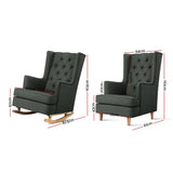 NNEDSZ Rocking Armchair Feeding Chair Fabric Armchairs Lounge Recliner Charcoal