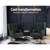 NNEDSZ Rocking Armchair Feeding Chair Fabric Armchairs Lounge Recliner Charcoal
