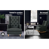 NNEDSZ Rocking Armchair Feeding Chair Fabric Armchairs Lounge Recliner Charcoal
