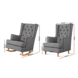 NNEDSZ Rocking Armchair Feeding Chair Linen Fabric Armchairs Lounge Retro Grey