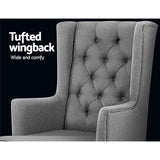 NNEDSZ Rocking Armchair Feeding Chair Linen Fabric Armchairs Lounge Retro Grey