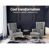 NNEDSZ Rocking Armchair Feeding Chair Linen Fabric Armchairs Lounge Retro Grey