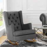 NNEDSZ Rocking Armchair Feeding Chair Linen Fabric Armchairs Lounge Retro Grey