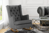 NNEDSZ Rocking Armchair Feeding Chair Linen Fabric Armchairs Lounge Retro Grey