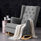 NNEDSZ Rocking Armchair Feeding Chair Linen Fabric Armchairs Lounge Retro Grey