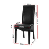 NNEDSZ Set of 2 Dining Chairs French Provincial Kitchen Cafe PU Leather Padded High Back Pine Wood Black