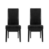 NNEDSZ Set of 2 Dining Chairs French Provincial Kitchen Cafe PU Leather Padded High Back Pine Wood Black