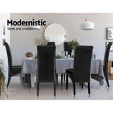 NNEDSZ Set of 2 Dining Chairs French Provincial Kitchen Cafe PU Leather Padded High Back Pine Wood Black