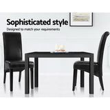 NNEDSZ Set of 2 Dining Chairs French Provincial Kitchen Cafe PU Leather Padded High Back Pine Wood Black