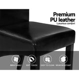 NNEDSZ Set of 2 Dining Chairs French Provincial Kitchen Cafe PU Leather Padded High Back Pine Wood Black
