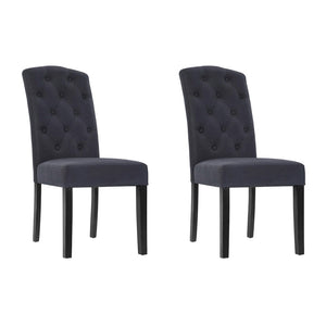 NNEDSZ Set of 2 Dining Chairs French Provincial Kitchen Cafe Fabric Padded High Back Pine Wood Grey