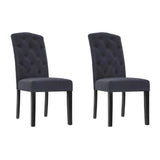 NNEDSZ Set of 2 Dining Chairs French Provincial Kitchen Cafe Fabric Padded High Back Pine Wood Grey