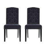 NNEDSZ Set of 2 Dining Chairs French Provincial Kitchen Cafe Fabric Padded High Back Pine Wood Grey