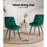 NNEDSZ Set of 2 Starlyn Dining Chairs Kitchen Chairs Velvet Padded Seat Green