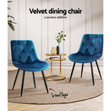 NNEDSZ Set of 2 Starlyn Dining Chairs Kitchen Chairs Velvet Padded Seat Blue