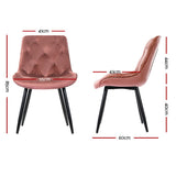 NNEDSZ Set of 2 Starlyn Dining Chairs Kitchen Chairs Velvet Padded Seat Pink