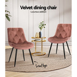 NNEDSZ Set of 2 Starlyn Dining Chairs Kitchen Chairs Velvet Padded Seat Pink
