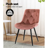 NNEDSZ Set of 2 Starlyn Dining Chairs Kitchen Chairs Velvet Padded Seat Pink