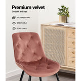 NNEDSZ Set of 2 Starlyn Dining Chairs Kitchen Chairs Velvet Padded Seat Pink