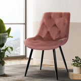 NNEDSZ Set of 2 Starlyn Dining Chairs Kitchen Chairs Velvet Padded Seat Pink