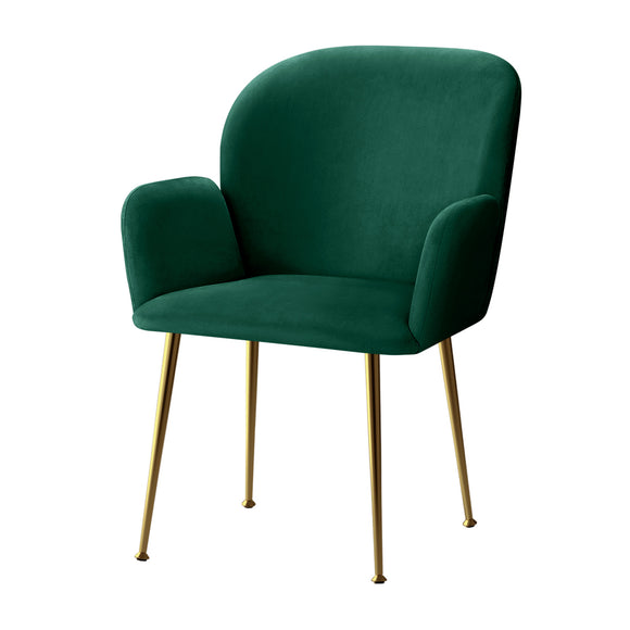 NNEDSZ  Set of 2 Kynsee Dining Chair Armchair Cafe Chair Upholstered Velvet Green