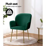 NNEDSZ  Set of 2 Kynsee Dining Chair Armchair Cafe Chair Upholstered Velvet Green
