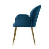 NNEDSZ  Set of 2 Kynsee Dining Chairs Armchair Cafe Chair Upholstered Velvet Blue