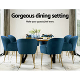 NNEDSZ  Set of 2 Kynsee Dining Chairs Armchair Cafe Chair Upholstered Velvet Blue