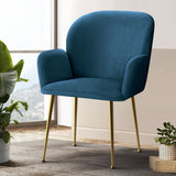 NNEDSZ  Set of 2 Kynsee Dining Chairs Armchair Cafe Chair Upholstered Velvet Blue