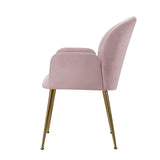 NNEDSZ  Set of 2 Kynsee Dining Chairs Armchair Cafe Chair Upholstered Velvet Pink