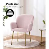 NNEDSZ  Set of 2 Kynsee Dining Chairs Armchair Cafe Chair Upholstered Velvet Pink