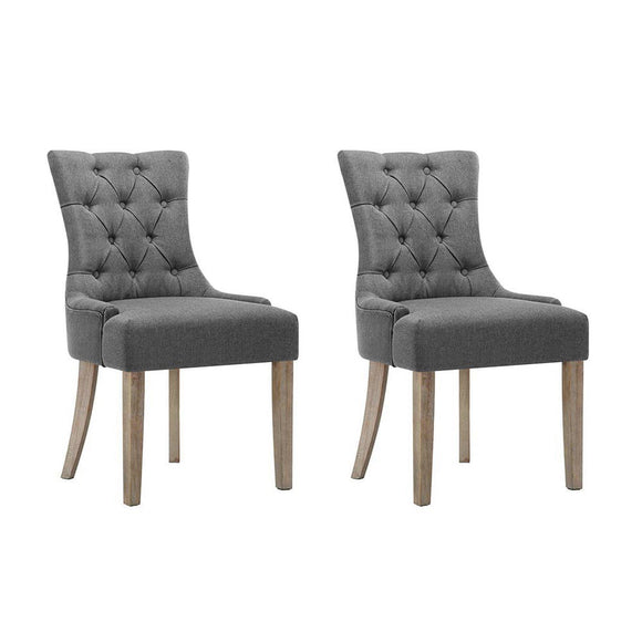 NNEDSZ Set of 2 Dining Chair CAYES French Provincial Chairs Wooden Fabric Retro Cafe