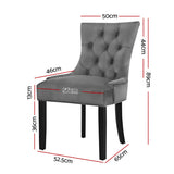 NNEDSZ Set of 2 Dining Chairs French Provincial Retro Chair Wooden Velvet Fabric Grey