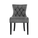 NNEDSZ Set of 2 Dining Chairs French Provincial Retro Chair Wooden Velvet Fabric Grey