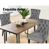 NNEDSZ Set of 2 Dining Chairs French Provincial Retro Chair Wooden Velvet Fabric Grey