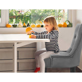 NNEDSZ Set of 2 Dining Chairs French Provincial Retro Chair Wooden Velvet Fabric Grey