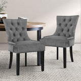 NNEDSZ Set of 2 Dining Chairs French Provincial Retro Chair Wooden Velvet Fabric Grey