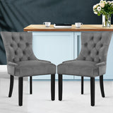 NNEDSZ Set of 2 Dining Chairs French Provincial Retro Chair Wooden Velvet Fabric Grey