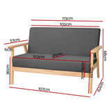 NNEDSZ 2 Seater Fabric Sofa Chair - Grey
