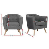 NNEDSZ Armchair Tub Chair Single Accent Armchairs Sofa Lounge Fabric Grey