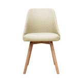 NNEDSZ Set of 2 Replica Dining Chairs Beech Wooden Timber Chair Kitchen Fabric Beige