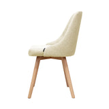 NNEDSZ Set of 2 Replica Dining Chairs Beech Wooden Timber Chair Kitchen Fabric Beige