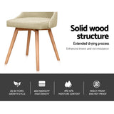 NNEDSZ Set of 2 Replica Dining Chairs Beech Wooden Timber Chair Kitchen Fabric Beige