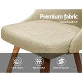 NNEDSZ Set of 2 Replica Dining Chairs Beech Wooden Timber Chair Kitchen Fabric Beige