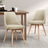 NNEDSZ Set of 2 Replica Dining Chairs Beech Wooden Timber Chair Kitchen Fabric Beige