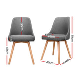 NNEDSZ Set of 2 Replica Dining Chairs Beech Wooden Timber Chair Kitchen Fabric Grey
