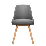 NNEDSZ Set of 2 Replica Dining Chairs Beech Wooden Timber Chair Kitchen Fabric Grey